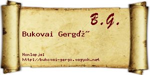 Bukovai Gergő névjegykártya